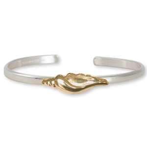 Sterling Silver & 14kt Gold Seashell Cuff Bracelet