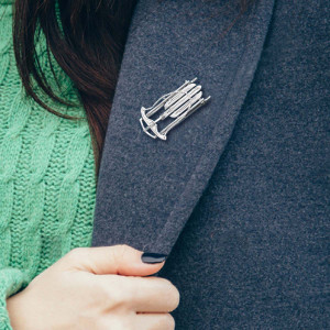 Sterling Silver Sled Pin