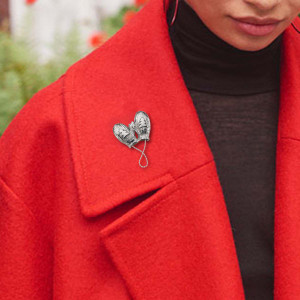 Sterling Silver Mittens Pin