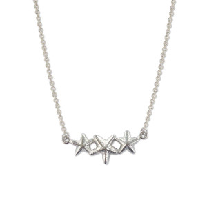 Sterling Silver Starfish Adorn Trio Necklace