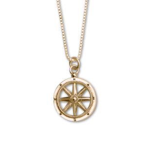 14K Gold Stay the Course Compass Pendant