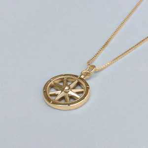 14K Gold Stay the Course Compass Pendant