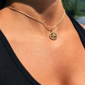 14K Gold Stay the Course Compass Pendant