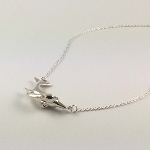 Sterling Silver Swim Lesson Dolphin Necklace
