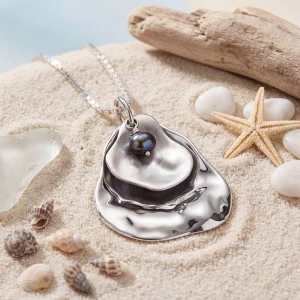 Sterling Silver Peacock Pearl Oyster Pendant