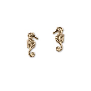 14K Gold Seahorse Post Earrings