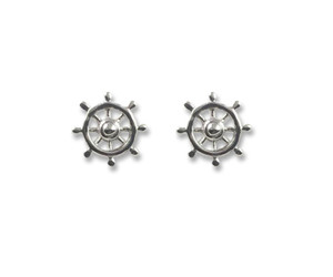 Sterling Silver Ship's Wheel Post Earrings