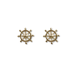 14K Gold Ship's Wheel Post Earrings