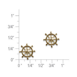 14K Gold Ship's Wheel Post Earrings