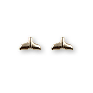 14K Gold Whale Tail Post Earrings