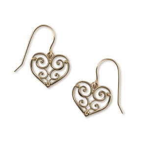 14K Gold Garden Gate Heart Earrings