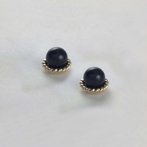 JHBreakell 14K Gold Enduring Grace Black Onyx Post Earrings