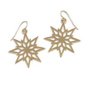 14K Gold 2018 Starlight Snowflake Earrings