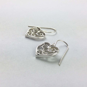JHBreakell Sterling Silver Garden Gate Heart Earrings