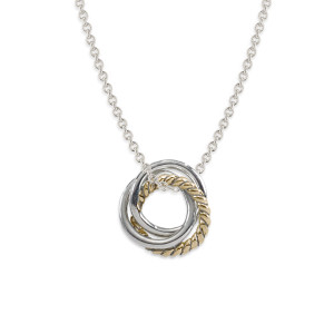 Sterling Silver & 14K Gold Triple Knot Pendant