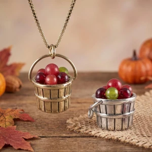 14K Gold Apple Basket Pendant