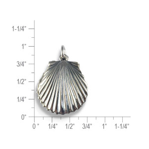 Sterling Silver Double Scallop Shell Pendant with Freshwater Pearl