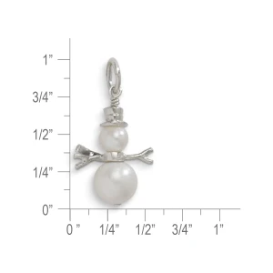 Sterling Silver Snowman Pendant with Genuine Pearls