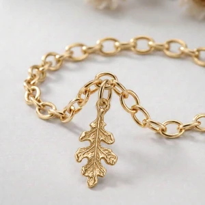 14K Gold Oak Leaf Charm