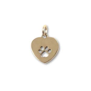 JHBreakell 14K Gold Paw Print Heart Charm