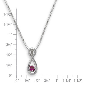 Sterling Silver Infinity Family Necklace 1 Stone on 18" Box Chain