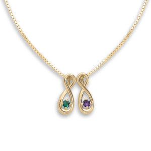 JHBreakell 14K Gold Infinity Family Necklace 2 Stone