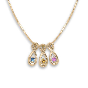 JHBreakell 14K Gold Infinity Family Necklace 3 Stone