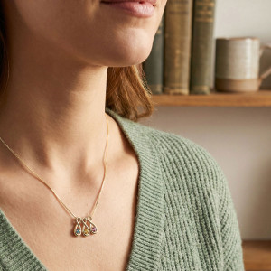 14K Gold Infinity Family Necklace 3 Stone
