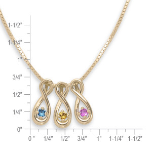 14K Gold Infinity Family Necklace 3 Stone
