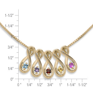 14K Gold Infinity Family Necklace 5 Stone
