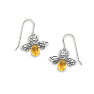 Sterling Silver Queen Bee Earrings with Citrine