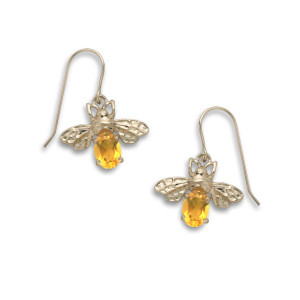 14K Gold Queen Bee Earrings with Citrine