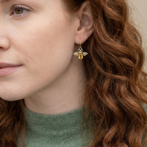 14K Gold Queen Bee Earrings with Citrine