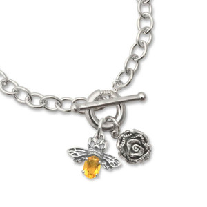 Sterling Silver Queen Bee Charm with Citrine