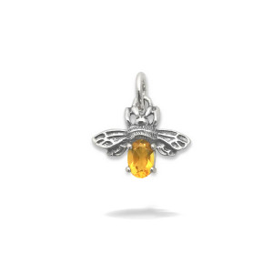 Sterling Silver Queen Bee Charm with Citrine