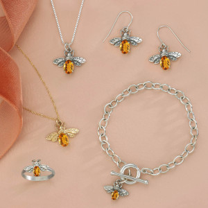 Sterling Silver Queen Bee Charm with Citrine