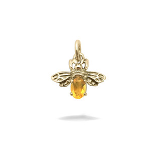 JHBreakell 14K Gold Queen Bee Charm with Citrine