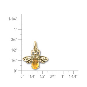 14K Gold Queen Bee Charm with Citrine