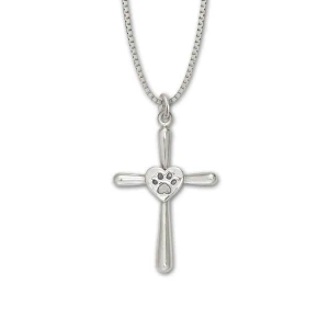 JHBreakell Sterling Silver Paw Print Cross