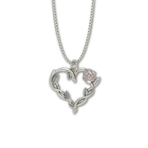 JHBreakell Sterling Silver Rose Vine Heart