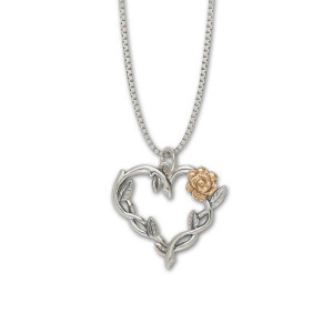 JHBreakell Sterling Silver and 14K Gold Rose Vine Heart