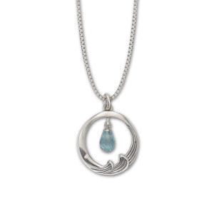 JHBreakell Sterling Silver Wave Break Blue Topaz Pendant