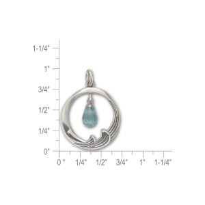JHBreakell Sterling Silver Wave Break Blue Topaz Pendant