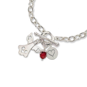 JHBreakell Sterling Silver Birthstone Bling January-Garnet Charm