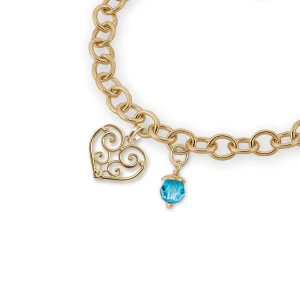 JHBreakell 14K Gold Birthstone Bling March-Aqua Charm