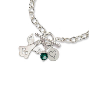 JHBreakell Sterling Silver Birthstone Bling May-Emerald Charm