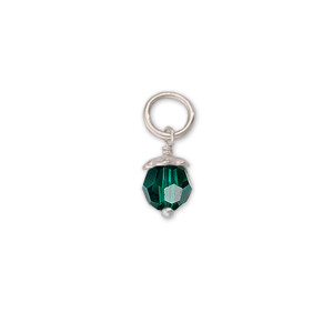 JHBreakell Sterling Silver Birthstone Bling May-Emerald Charm