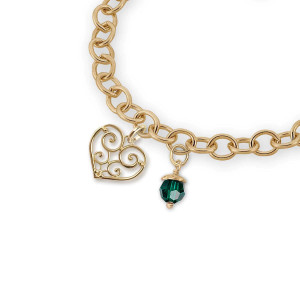 JHBreakell 14K Gold Birthstone Bling May-Emerald Charm
