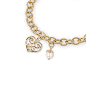JHBreakell 14K Gold Birthstone Bling June-Pearl Charm