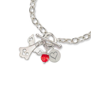 JHBreakell Sterling Silver Birthstone Bling July-Ruby Charm